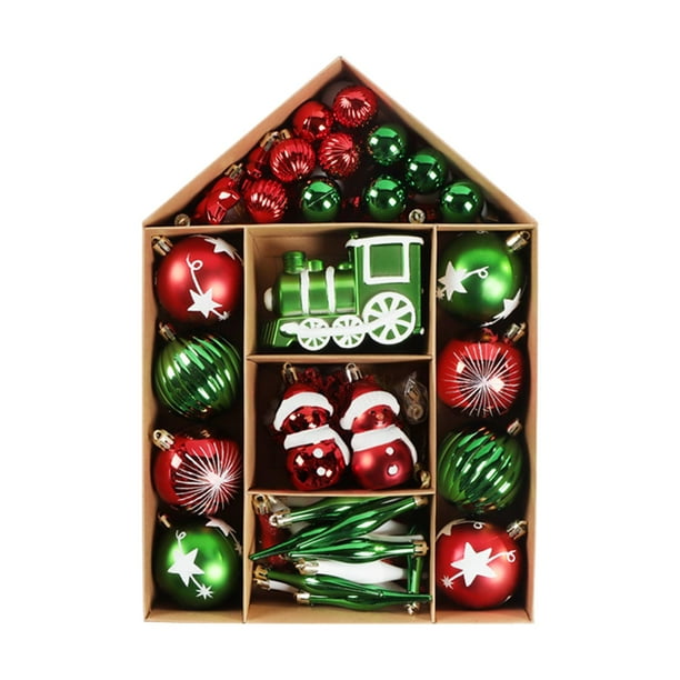 70 bolas navideñas irrompibles para decoración de árboles de Navidad. Rojo Verde Blanco