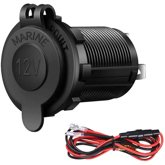 Cigarette Lighter Socket Car Marine Motorcycle ATV RV Lighter Socket Power Outlet Socket Receptacle 12V Waterproof Plug