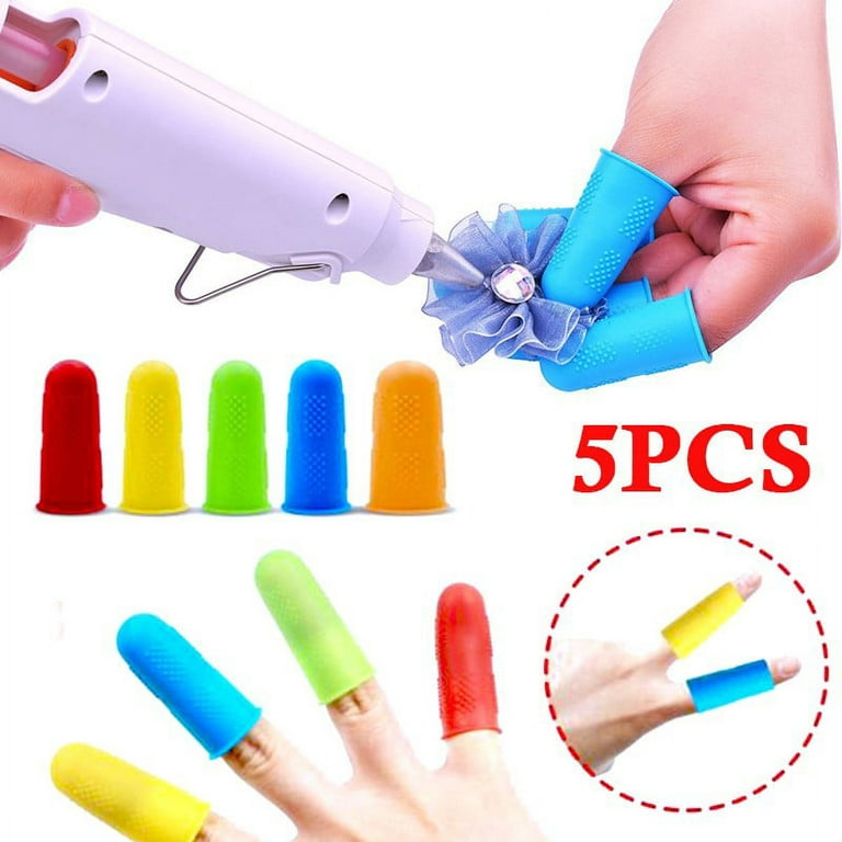 DOITOOL 80 Pcs Silicone Finger Cots Hot Glue Sticks Silicone Fingertip  Protectors Page Protectors Wax Silicone Finger Stalls Vegetables Cutting