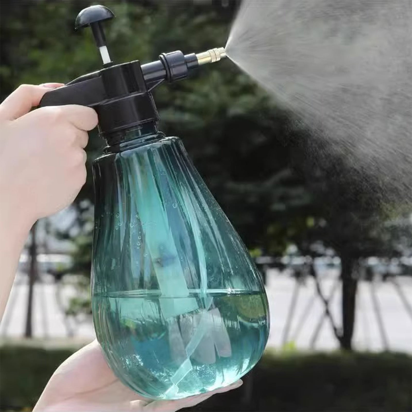 JoyHoop 1.5L Pneumatic Watering Can with Adjustable Brass Nozzle, High Pressure Sprayer for Gardening and Plants, Green