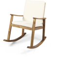 thumbnail image 2 of Noble House Candel Outdoor Acacia Wood Rocking Chair Teak with Cream Cushion, 2 of 20