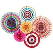 set of 6 tissue paper fans compartments decoration for party celebration wedding birthday combination 21cm 31cm 42cm (colorful)