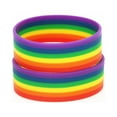 thumbnail image 3 of Universal Rainbow Bracelet Silicone Lesbian Pride Wristband Party Props, 3 of 6