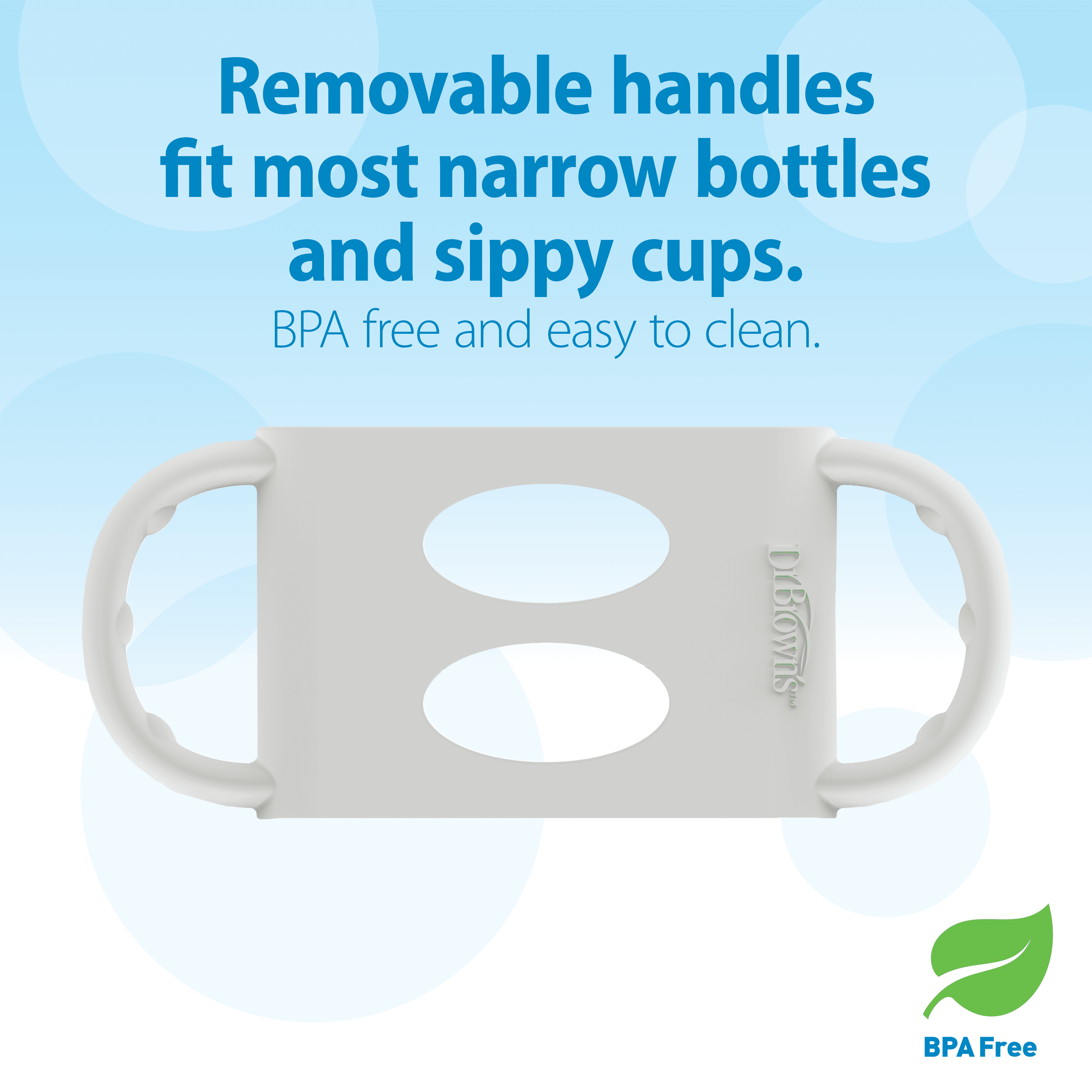 Dr. Brown's Milestones Wide-Neck Baby Bottle Handles, 100% Silicone, Gray, 4 Months+, 1-Pack