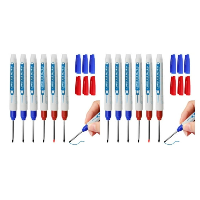 Transemion 6pcs/set Deep Hole Marker Pens Long Nib Permanent Marking Tool For Carpentry Projects Premium 2Set