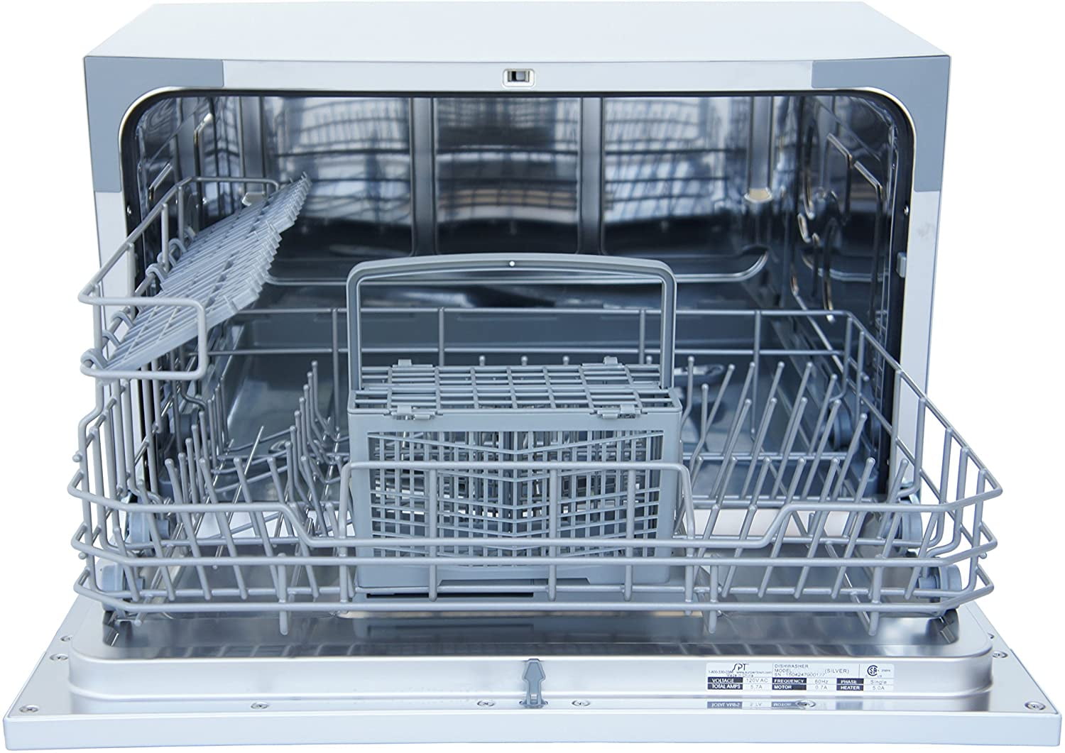 Compact Countertop Dishwasher/Delay Start-Energy Star Portable Dishwasher with Stainless Steel Interior and 6 Place Settings Rack Silverware Basket/Apartment Office Home Kitchen, White - 2