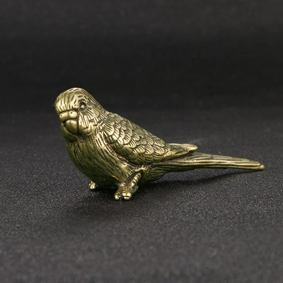 Girlsshop Vintage Solid Brass Magpie Bird Parrot Statue Miniature Figure Ornament Decor