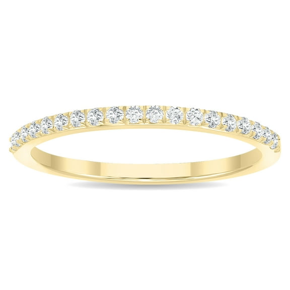 SZUL Women's 1/5 Carat TW Thin Diamond Wedding Band in 10K Yellow Gold (J-K-L Color, I2-I3 Clarity)