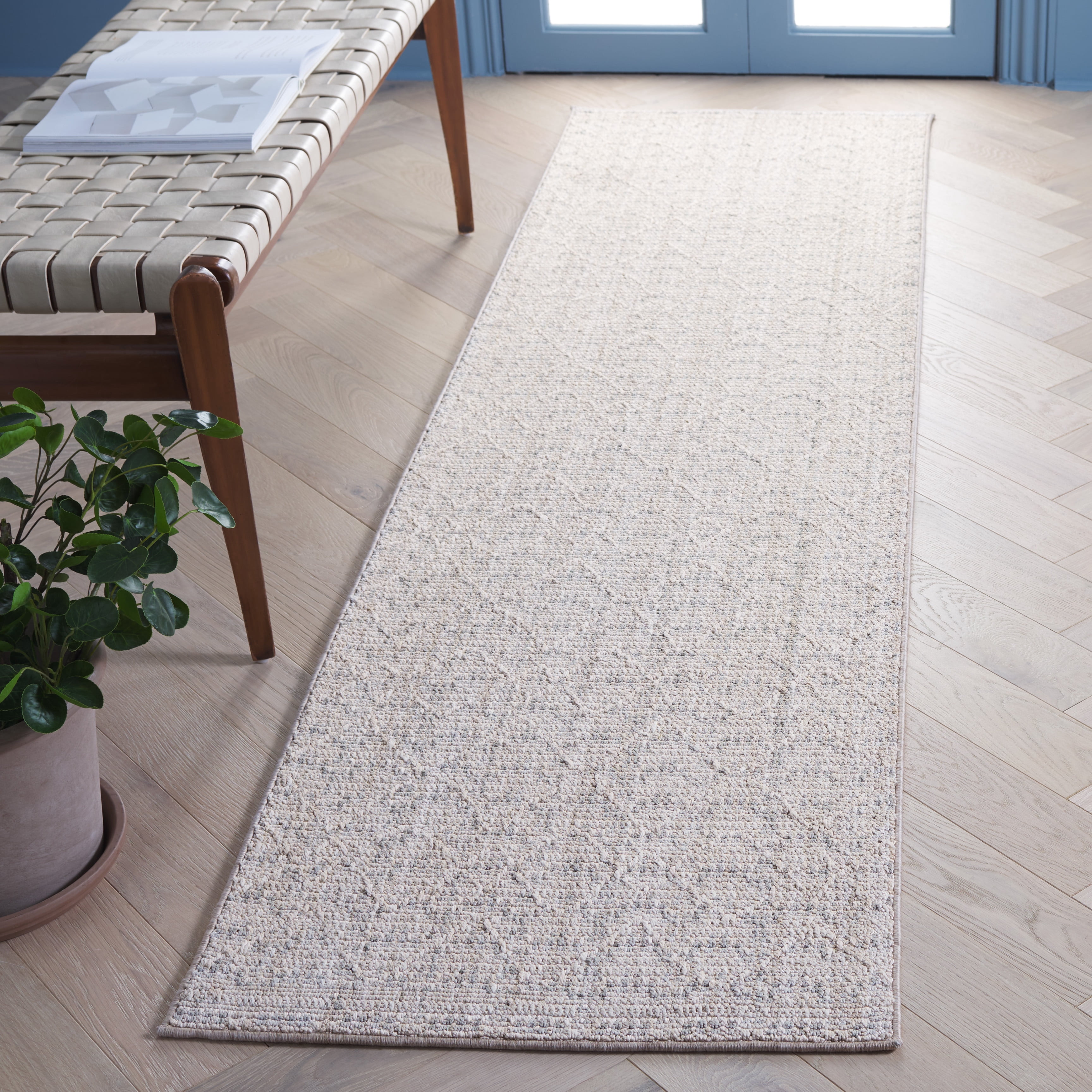 SAFAVIEH Martha Stewart Serenity Solid Runner Rug, Beige/Grey, 2'2" x 8'