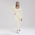 thumbnail image 1 of Mono de yoga sin costuras para mujer, mono ajustado de manga larga para deportes al aire libre, ropa moldeadora de una pieza con cuello cuadrado, 1 of 2