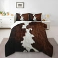 thumbnail image 2 of Manfei Cow Hide Print Bedding Comforter Set,Brown Cattle Hide Twin Comforter Sets,Brown Gray Bedding Set For Adults,Microfiber Bedroom Decor,2-Piece, 2 of 8