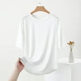 thumbnail image 4 of VgaVtl Summer Womens Tshirts Elbow-Length Plus Size Tops Women Slim Solid Color Casual Basic Layering Homewear Shirts,White L, 4 of 6