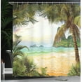 thumbnail image 3 of Ambesonne Island Shower Curtain, Palm Coconut Trees Beach, 69"Wx70"L, Green Brown Cream, 3 of 4