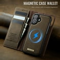 thumbnail image 6 of ELEHOLD Magnetic Detachable Wallet Case for iPhone 16, Shockproof Faux Leather Stand RFID Card Slots Detachable Mag-Safe Magnetic Case Cover,Removable Back Shell,Coffee, 6 of 12