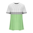 thumbnail image 5 of ZQUUVOU Women's T-Shirt Stripe Color Block Crew Neck Casual Short Sleeve Blouse Green (XL), 5 of 5