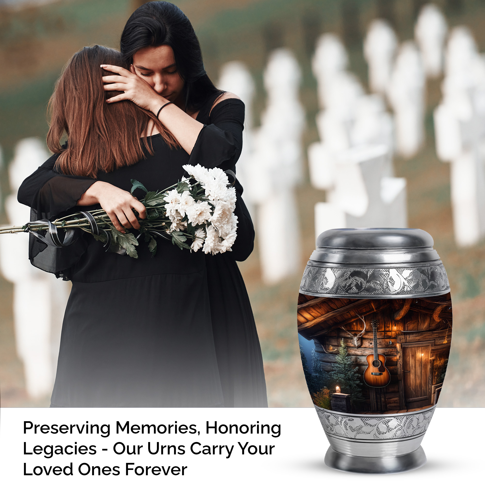 MUKTIVE Guitar Cremation Urns for Human Ashes Adult Male Keepsake - Brown Funeral Urns for Adult Ashes Small Men - Decorative Cremated Remains Containers Holder - Remembrance Gifts for Loss (3 Inch)