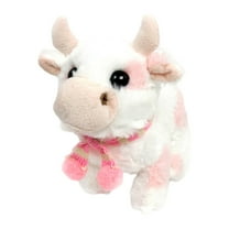 YujiCraft Simulation Electric Walking Sound Plush Cow, Realistic Moving Stuffed Animal Toy without Batteries,E