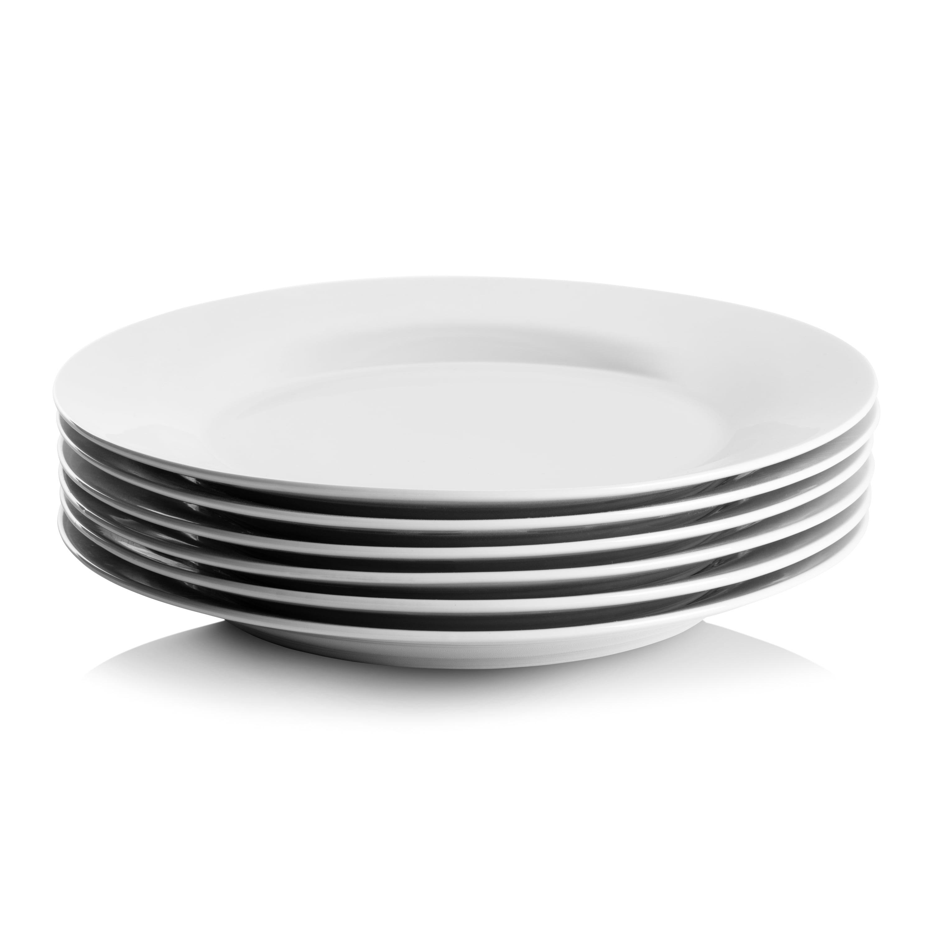10 Strawberry Street Simply White 10.5" Round Ceramic Dinner Plate, Set of 6