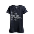 thumbnail image 1 of Thread Tank Eat Sleep Take Kids To Practice Repeat Women's Fashion Relaxed Crewneck T-Shirt Tee Heather Navy Medium, 1 of 1