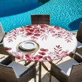 thumbnail image 6 of Red Eucalyptus Leaves Round Tablecloth, Fitted Table Cover with Elastic for 45"-54" Round Tables, Spring Summer Botanical Table Cloth Outdoor Indoor Dinning Party Waterproof Tablecloths, 6 of 7