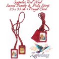 thumbnail image 4 of Catholic Scapular Red Wool Sacred Family & Holy Spirit Rectangular Stiched Icon Handmade by Zaraleas (2.5cm x 3.5cm), 4 of 7