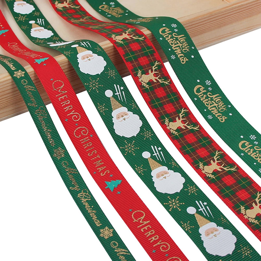 Visland 5 Yards Christmas Ribbons for Craft Holiday Printed Grosgrain ...