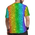 thumbnail image 2 of Wukai Glitter Rainbow Print Men's Short-Sleeved Mesh T-Shirt,Quick-Dry Short Sleeve Workout T-Shirt-X-Large, 2 of 8