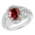 thumbnail image 2 of Sterling Sliver with Natural Garnet and White Topaz Halo Ring, 2 of 5