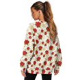 thumbnail image 6 of SCRAWLGOD Christmas Poinsettia Stars White Women's Sweatshirt Casual Crew Neck Sweatshirts Cozy Loose Fit Long Sleeve Pullover Tops with Pockets Fall Winter Clothes, S, 6 of 7