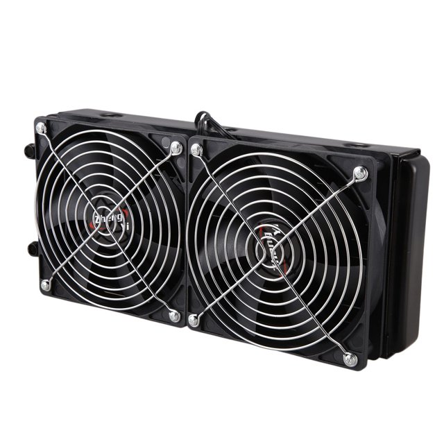 2X Aluminum 240mm 10 Pipe Water Cooling Cooled Row Heat Exchanger Radiator with Fan for CPU PC Water Cooling System