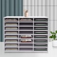 thumbnail image 3 of 24 Compartments White Desktop File Holder Stable Literature Organizer Office Mailbox for Books Magazines Files Brochures, 3 of 15