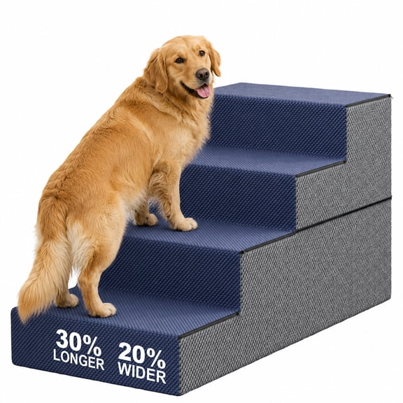 Dog Stairs for Large Dogs, 20" Extra-Wide 4-Step Pet Stairs for High Beds, 22.8" Tall, 27° Gentle Climbing Angle, High-Density Foam, Supports Up to 100 lbs