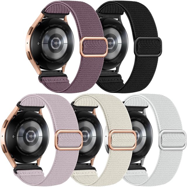 KOMI Compatible avec Bracelets de Montre 20mm 22mm à Dégagement Rapide, Bracelet de Remplacement, Sangles Réglables en Nylon Extensible, Boucle Solo Tressée en Tissu, Bandes Élastiques de Sport pour Hommes et Femmes, Lot de 5