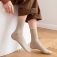 thumbnail image 5 of Womens Cute Crew Socks Casual Athletic Aesthetic Socks Neutral Cotton Socks for Long Flights Office Meetings Ribbed Texture with Earth Tone Palette and Mid-Calf Height Khaki, 5 of 5