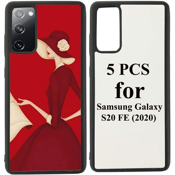 5PCS Compatible avec Samsung Galaxy S20 FE 5G Cas (2020) Sublimation Blanc Cas de Téléphone, 2 en 1 2D TPU en Caoutchouc Souple