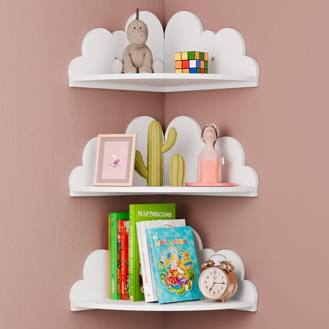 Set de estantes esquineros flotantes Beskadi Cloud para habitación infantil