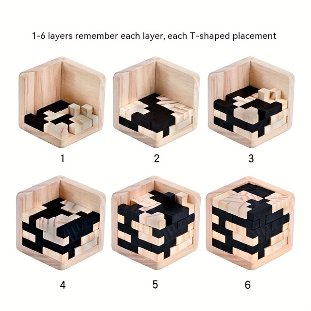 Building Block Cube Classical Wooden Magic Bucket 54T Lock Adult Wooden Building Block Puzzle Activity Cube Intelligence Development