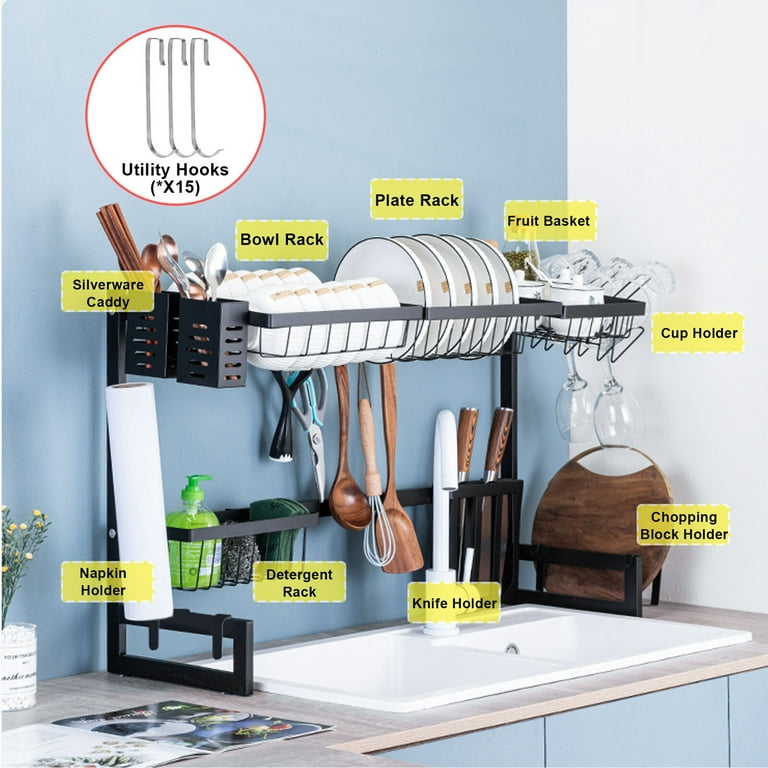 Over the Sink 2 Tier Expandable Organizer Dish Drying Rack – Mikasa