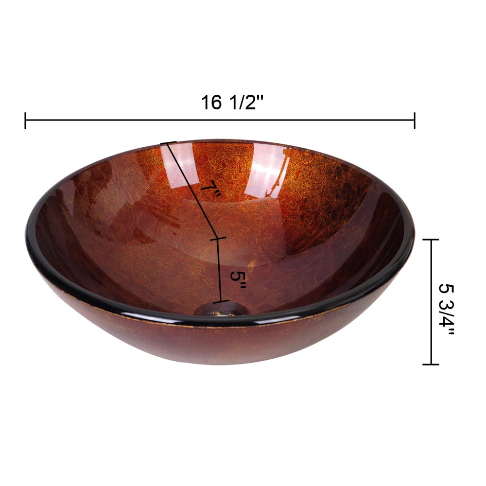 Aquaterior Modern Bathroom Round Artistic Tempered Glass Vessel Vanity Sink Bowl Basin Spa