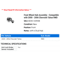 thumbnail image 2 of Front Wheel Hub Assembly - Compatible with 2000 - 2006 Chevy Tahoe RWD 2001 2002 2003 2004 2005, 2 of 2