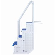 Aqua Select White Everest Swimming Pool Step and Outside Flip up Ladder System, Blue Steps