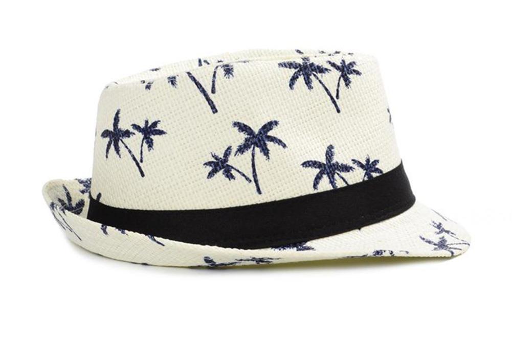 Straw Hat Sun Hat Sun Protection Hat Fisherman Hat Summer Hat Foldable Beach Hat Beach Hats Coconut Tree Pattern Beige 4 - image 2 of 8