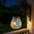 thumbnail image 3 of Mosaic Solar Lanterns - Glass Hanging Lights Hollow Out Waterproof Outdoor Decorative for Garden, Patio, Holiday Party Outdoor Decoration, 1 Pack, 3 of 8