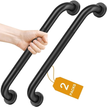 2 Pack Shower Grab Bar, 16 Inch Stainless Steel Bathroom Grab Bar with Anti-Slip Knurled Grip, Shower Handle Bath Handle, Safety Bars for Shower Chair Bench, Senior, Elderly, Handicap