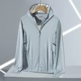 thumbnail image 3 of TKLPEHG Women's Blouses Dressy Casual Hooded Zipper Hooded Sunscreen Tops Fashion Long Sleeve T Shirt Loose Fall Tops Solid Color Lightweight Comfy Pullover (Gray,XXL), 3 of 3