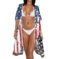 thumbnail image 3 of DISNIMO American Flag Print Women's Bikini Swimsuit Cover Ups Splash Ink Printed Kimono Cardigan Long Beach Coverup Casual Loose Comfort Bathing Suit Cover Up for Vacation, 3 of 6