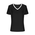 thumbnail image 3 of Annhoo Womens Tops Summer V Neck Short Sleeve Color Block Tshirt Comfy Casual Blouse Business Work Shirts, 3 of 8