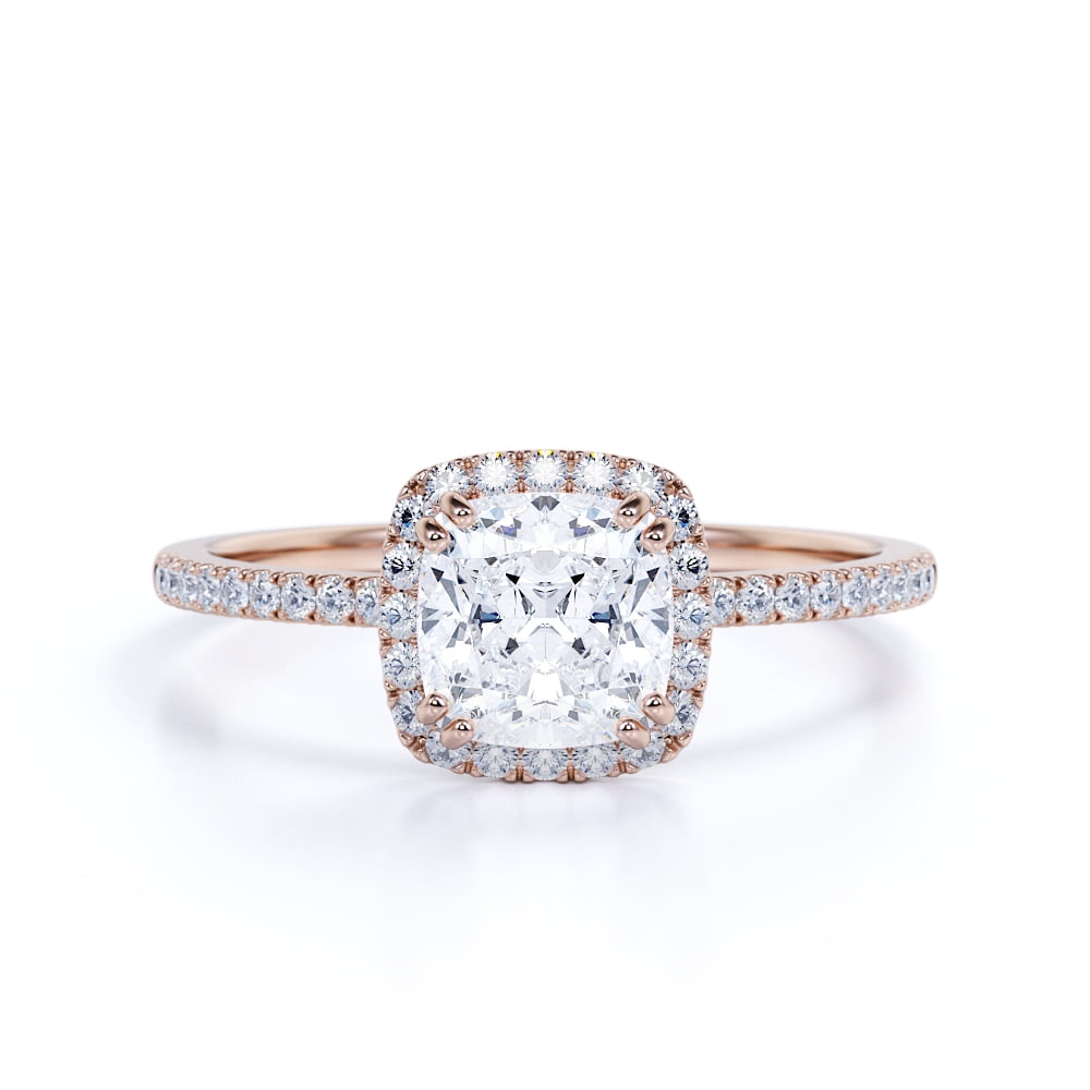 Rose gold cushion cut halo Clearance