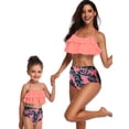 thumbnail image 3 of Avamo Mother And Daughter Matching Swimwear Ruffled Swim Bikini Set Two Piece Parent-child Swimsuit Tummy Control Bathing Suits Beachwear Orange Tree Leaves M, 3 of 4