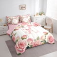 thumbnail image 2 of Catabedysis Pink Flowers ABC Print Z 7pcs Queen Bedding,Personalized Monogrammed Gifts Bedding Comforter Set Queen,Pink Reversible For Girls, 2 of 7